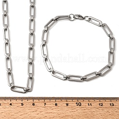 Schmucksets aus Büroklammerketten aus Edelstahl 304 (Armband & Halskette)&nbsp;SJEW-L199-15P