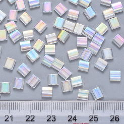 Perles de rocaille en verre transparent à 2 trou fgb&nbsp;X-SEED-S031-L-250