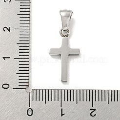 304ステンレススチールキュービックジルコニアペンダント  クロスチャーム  ステンレス鋼色  18.5x10x2mm  穴：6x3mm&nbsp;STAS-C102-04D-P