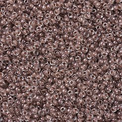 MIYUKIラウンドロカイユビーズ  日本製シードビーズ  (rr224) ココアライン入りクリスタル  11/0  2x1.3mm  穴：0.8mm  約1100PCS /ボトル  10 G /ボトル&nbsp;SEED-JP0008-RR0224
