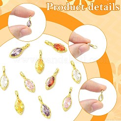 10 Stück 5 Farben Pferdeauge Messing Micro Pave Zirkonia Charms&nbsp;KK-FS0002-13B