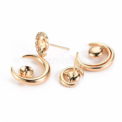 Латунные микро-паве прозрачные серьги-гвоздики из циркония KK-S356-246-NF