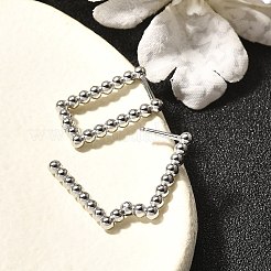 女性用304ステンレスフープピアス  長方形  ステンレス鋼色  18.5x2.5x11.5mm&nbsp;EJEW-M068-08A-P