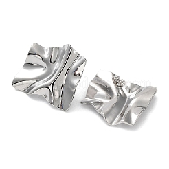 Некорневая текстурированная квадратная серьга-гвоздик из нержавеющей стали 304 для женщин&nbsp;EJEW-P234-05P