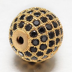 CZ латунные микро проложить кубического циркония круглых бусин ZIRC-L017-10mm-06G