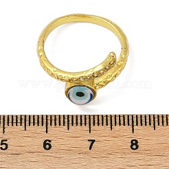 Кольца-манжеты из латуни с микропаве из прозрачного кубического циркония и эмалью для женщин RJEW-L113-034G