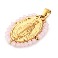 Ионное покрытие (ip) 304 нержавеющая сталь граненые рондель овальные подвески с травяным покрытием&nbsp;STAS-Z100-04G-06