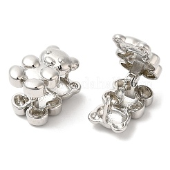 女性用ラックメッキ真鍮ベアフープピアス  プラチナ  17.5x12x14mm&nbsp;EJEW-K249-04P
