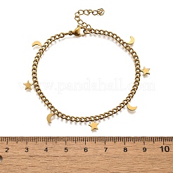 Браслеты с подвесками в виде луны и звезд из нержавеющей стали 304&nbsp;BJEW-R021-05G