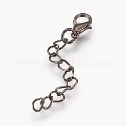 鉄アジャスターチェーン  合金製カニカン付き  ラックめっき  ガンメタ色  60~68x3.5mm  クラスプ：12x7x3mm&nbsp;PALLOY-F206-02B