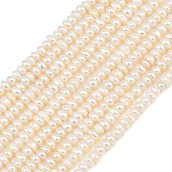 天然養殖淡水パールビーズ連売り  ロンデル  グレード3a+  フローラルホワイト  4~4.5mm  穴：0.3mm  約150~155個/連  14.76''（37.5センチメートル）&nbsp;PA-CBAFEE8-17E