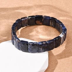 Pulseras elásticas de cuentas facetadas de sodalita natural para mujer&nbsp;BJEW-K251-08H