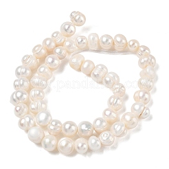 天然養殖淡水パールビーズ連売り  グレードa ++  ポテト  ベージュ  7~8mm  穴：0.6mm  約52~53個/連  12.99~13.19''（33~33.5センチメートル）&nbsp;PA-CBAC463-17