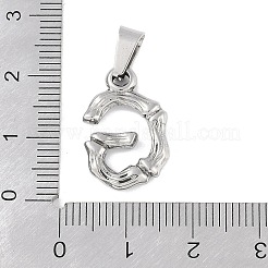 変色しない304ステンレススチールペンダント  竹風  ステンレス鋼色  文字.g  19x14x3.5mm  穴：3x7mm&nbsp;STAS-F235-01P-G