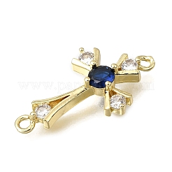 Dijes conectores de latón pavé de circonita cúbica azul de religión&nbsp;KK-G602-07G-08
