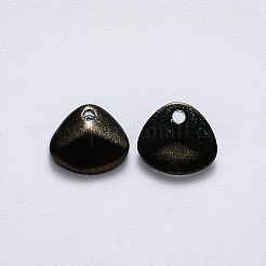 透明スプレー塗装ガラスチャーム  グリッターパウダー付き  花弁  ブラック  7x8x2.5mm  穴：1mm&nbsp;GLAA-R111-01-B03