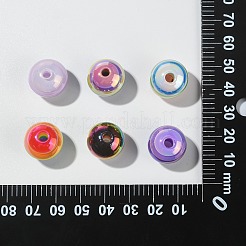 30 шт. гальванические непрозрачные полосатые европейские бусины из смолы&nbsp;RESI-CJ0003-10