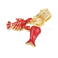 Perles pendantes en laiton serties de micro-pavés de zircon cubique transparent&nbsp;CU-CBAF1EE-06G-01