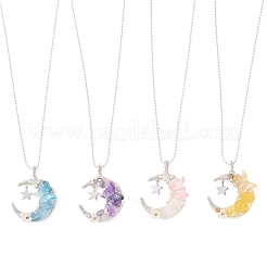 4 pièce de collier avec pendentif lune en fil de fer&nbsp;NJEW-TA00266