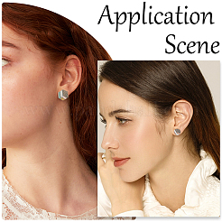 4 пара 2 серег-гвоздиков из натурального дерева в стиле бохо с геометрическими фигурками и стальными штифтами EJEW-SC0001-48