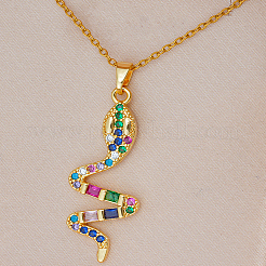 Женские ожерелья с подвеской в виде змеи из нержавеющей стали с кубическим цирконием PM4077