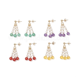 Серьги-гвоздики из нержавеющей стали 304 с камнями разных цветов EJEW-TA00740