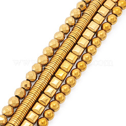 4 нити 4 стилей гальванизированные немагнитные синтетические гематитовые бусины нити G-CW0001-12G