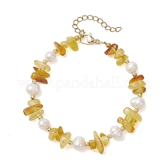Braccialetti con perline in ambra naturale&nbsp;BJEW-JB13663