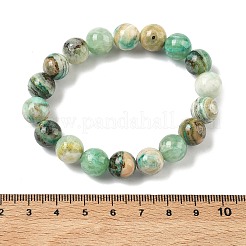 Bracelets extensibles ronds en jaspe vert naturel pour femmes&nbsp;BJEW-F535-02C