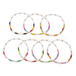 7шт. стеклянные бусины эластичные браслеты для женщин&nbsp;BJEW-MZ00280