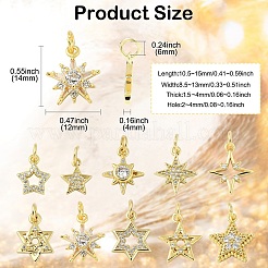 10 шт. 10 стиля звездочки латунные микро паве прозрачные кубические цирконии подвески&nbsp;KK-CJ0002-43