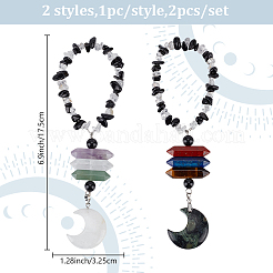 2 ciondolo a forma di luna con pietra preziosa naturale&nbsp;HJEW-DR00063