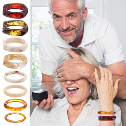 8 шт. 8 стильных браслета из акрила и смолы для женщин&nbsp;BJEW-UN0001-94