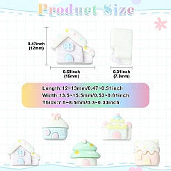 ミニ不透明樹脂カボション  ハウス  ミックスカラー  12~13x13.5~15.5x7.5~8.5mm&nbsp;RESI-CJC0011-74
