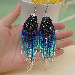 Серьги-подвески в виде стрелы из стеклянных бусин ручной работы в этническом стиле&nbsp;DN0413