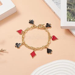 Braccialetto con ciondoli smaltati in lega di carte da gioco&nbsp;BJEW-JB09935