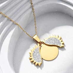 304 нержавеющая сталь полимерная глина стразы солнце открывающиеся подвески ожерелья для женщин NJEW-Z065-10G-01