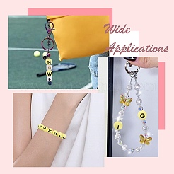 1 набор из 26 желтых круглых силиконовых бусин с буквами&nbsp;ST-CJ0041-015