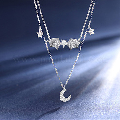 Collane a doppio strato in argento sterling placcato rodio&nbsp;JN1000A