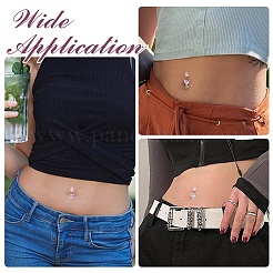 5 stücke 5 arten herz teardrop 304 edelstahl perle rosa zirkonia curved barbell bauch ringe&nbsp;AJEW-CJ0001-58