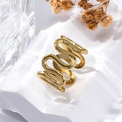 Wave 304 Edelstahl Fingerringe für Damen&nbsp;X-RJEW-F174-06G