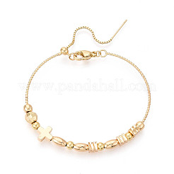 Регулируемые браслеты-слайдеры из латунных бусин для женщин BJEW-T022-18G