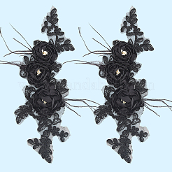 Нашивки из полиэстеровой ткани с цветочным рисунком&nbsp;DIY-WH20081-012A