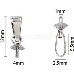 304ステンレススチールペグベイルペンダント  片穴パーツ用  ステンレス鋼色  12x4mm  穴：5.5x2.5mm  ピン：1mm  80個/箱&nbsp;STAS-UN0002-20A