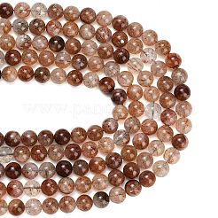 Hebras de cuentas de cuarzo rutilado de oro negro natural&nbsp;G-L657-B02-12mm