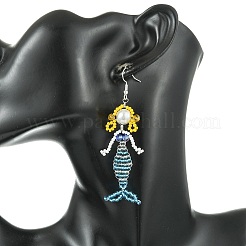 Pendientes colgantes de alambre de cobre con cuentas de vidrio&nbsp;EJEW-MZ00816-03