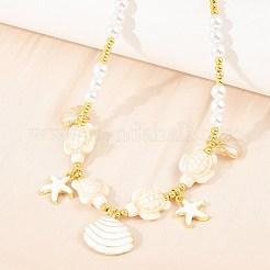 Ciondolo a forma di conchiglia di stella marina in ottone smaltato&nbsp;KK-CBA4547-04D-G