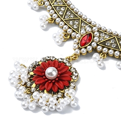 Овальный комплект украшений из абс-пластика с жемчугом и стразами SJEW-D011-01A-G