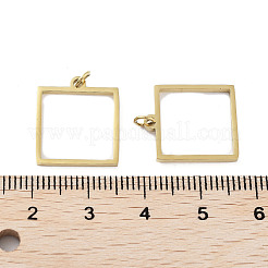 イオンプレーティング（IP）304ステンレスペンダント  レーザー切断  丸カン付き  ゴールドカラー  正方形  17x15x1mm  穴：2mm&nbsp;STAS-G324-01B-G