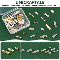 60 Stück 6 Stil 304 Edelstahlband-Crimpenden&nbsp;STAS-UN0055-92